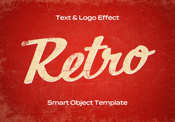 Retro Vintage Old Text Logo Style Effect Mockup Logotype Template Shape