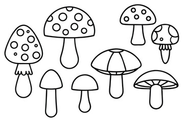 Mushrooms Line Art Illustration for Nature Inspired Design Projects 