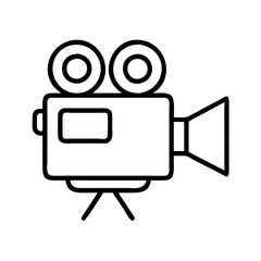 Vintage movie camera icon vector illustration for film production and filmmaking design, isolated object  char