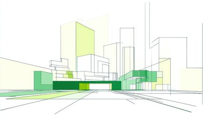 Architectural Cityscape Sketch. Modern Building Design