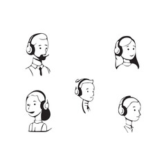 set of funny cartoon faces