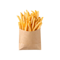 A Paper Bag Full of Delicious Golden French Fries Ready to Eat transparent background Generative AI