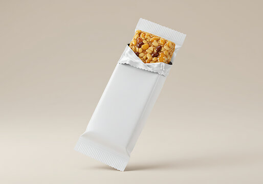 Protein bar mockup blank white packaging healthy snack food template