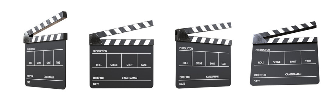 Opened Movie Film Clap Board. Movie clapper. Capperboard, slapstick, filmmaking device isolated on transparency background. png transparency
