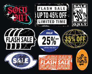 Vector design of "Sale" stickers pack cool trendy. collection of fully editable stickers.