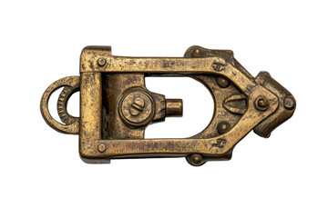 Intricate Antique Brass Puzzle Lock Detailed Craftsmanship Close Up View isolated on transparent background