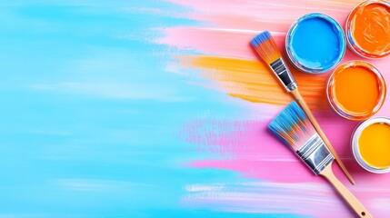 Vibrant Paintbrushes with Watercolor Palette – Creative Art Supplies, Color Mixing Concept