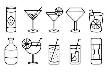 Negroni Line Art Illustration Creative Design for Cocktail Artwork  