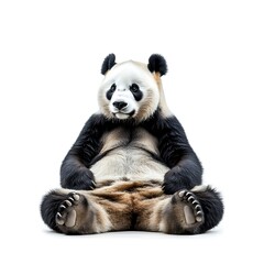 Naklejka premium Panda sits. Isolated, studio shot. Use conservation, wildlife projects, educational children's books
