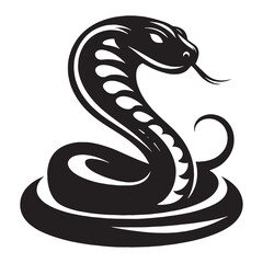 Powerful King Cobra silhouette, a symbol of nature's supremacy – Cobra illustration – King Cobra vector – Snake silhouette

