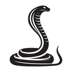 Bold King Cobra silhouette, crowned with its iconic hood – Cobra illustration – King Cobra vector – Snake silhouette

