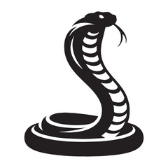 Graceful King Cobra silhouette, gliding with quiet menace – Cobra illustration – King Cobra vector – Snake silhouette

