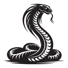 Regal King Cobra silhouette, a powerful predator of the wild – Cobra illustration – King Cobra vector – Snake silhouette

