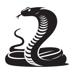 Enigmatic King Cobra silhouette, a creature of the shadows – Cobra illustration – King Cobra vector – Snake silhouette

