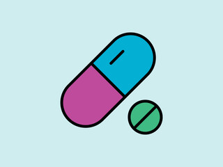 Colorful pill icon. Capsule  medicine sign. tablet icon.