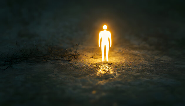 Reflective International Day of the Disappeared Background with Glowing Missing Person Symbol and Soft, Somber Light on a Respectful Backdrop