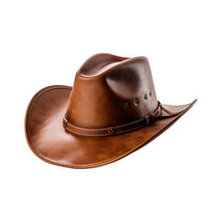 Brown Leather Cowboy Hat Isolated on Transparent Background