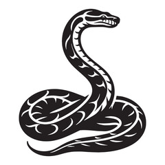 Majestic Python silhouette, with powerful coils and an intimidating stance – Python illustration – Python vector – Snake silhouette

