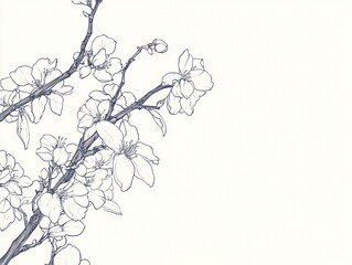 Blossoming branch, spring flowers, white background, nature design, greeting card