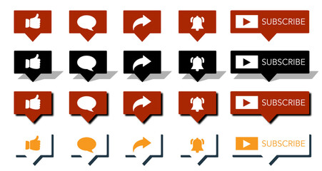 set of icon for content creator. vector illustration like, comment, share, bell, subscribe