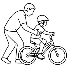Father Teaching Bike Outline - Father's Day Support Art