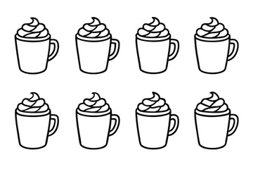 Mocha Line Art Drawing for Cafe Menu and Artwork  