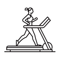 Obraz premium Minimalistic line art illustration of a treadmill with a runner in motion, emphasizing fitness and activity
