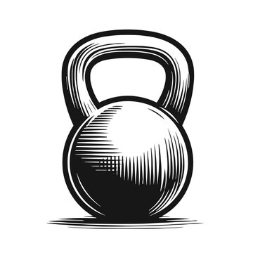 recommend clip art: Minimalistic line art illustration of a kettlebell with clean lines and geometric shapes