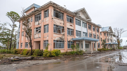 Fototapeta premium Damaged Building After a Natural Disaster