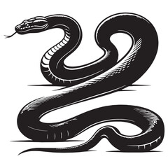 Sleek Anaconda silhouette, showcasing the elegance of a powerful predator – Anaconda illustration – Minimalist Anaconda vector – Snake silhouette

