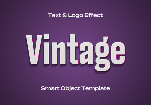 Vintage Retro Old Text Logo Style Effect Mockup Logotype Template Shape