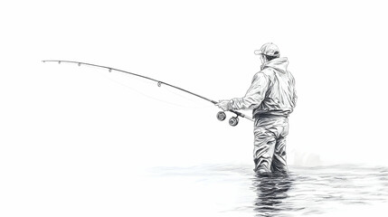 drawing of fishing illustration
