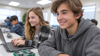 Students Engaged in Coding Class