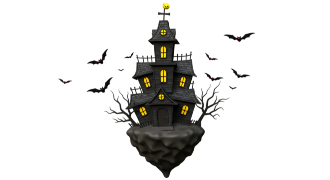 Halloween haunted house spooky dark scary bats night horror october creepy mansion spooky season