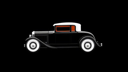 Fototapeta premium Classic retro car illustration isolated on black background