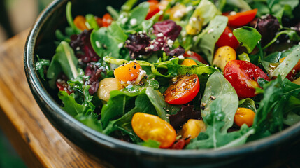 Crunchy Mixed Greens Salad Drizzled with Flavorful Homemade Dressing