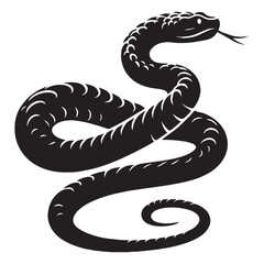 Stealthy Rattlesnake silhouette, quietly slithering through the terrain – Rattlesnake illustration – Minimalist Rattlesnake vector – Snake silhouette

