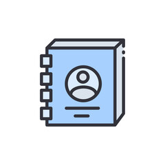 Contact book colored icons, minimalist vector illustration ,simple transparent graphic element .Isolated on white background