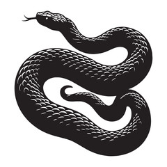 Swift Rattlesnake silhouette, ready to strike with a warning – Rattlesnake illustration – Minimalist Rattlesnake vector – Snake silhouette

