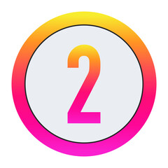 Vibrant Number 2 Icon - Minimalist Design with Yellow-Pink Gradient Ring and Bold Central Letter A on Light Background for Creative Projects