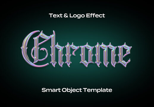 Chrome Transparent Black Text Logo Style Effect Mockup Logotype Template Shape