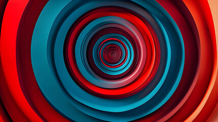 Harmonious Contrast in Radiant Concentric Circles of Baby Blue and Crimson: A Visual Symphony of Balance and Movement