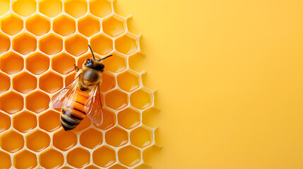 Sweet honeycombs with honey, isolated on background. Close-up of golden honey dripping over hexagonal honeycomb cells