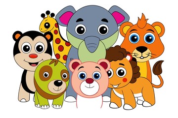 Naklejka premium set of funny animals