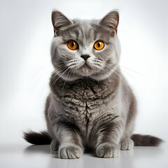 Obraz premium Majestic British Shorthair Cat with Striking Orange Eyes