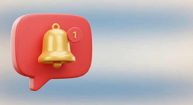 Golden Notification: A 3D Render of Anticipation AI Generated