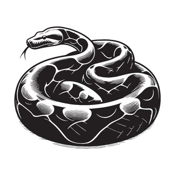 Tactical Boa Constrictor silhouette, silently preparing for its next move &ndash; Boa Constrictor illustration &ndash; Minimalist Boa Constrictor vector &ndash; Snake silhouette

