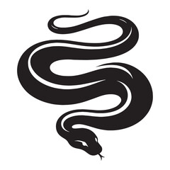 Fototapeta premium Massive Boa Constrictor silhouette, its strength unmatched by any predator – Boa Constrictor illustration – Minimalist Boa Constrictor vector – Snake silhouette