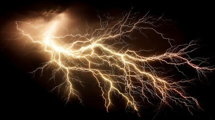 Close-up view of a dramatic lightning bolt during a violent thunderstorm, showcasing intricate branching patterns - seamless background pattern design