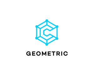 Geometric Abstract Cube Letter C Logo Design Branding